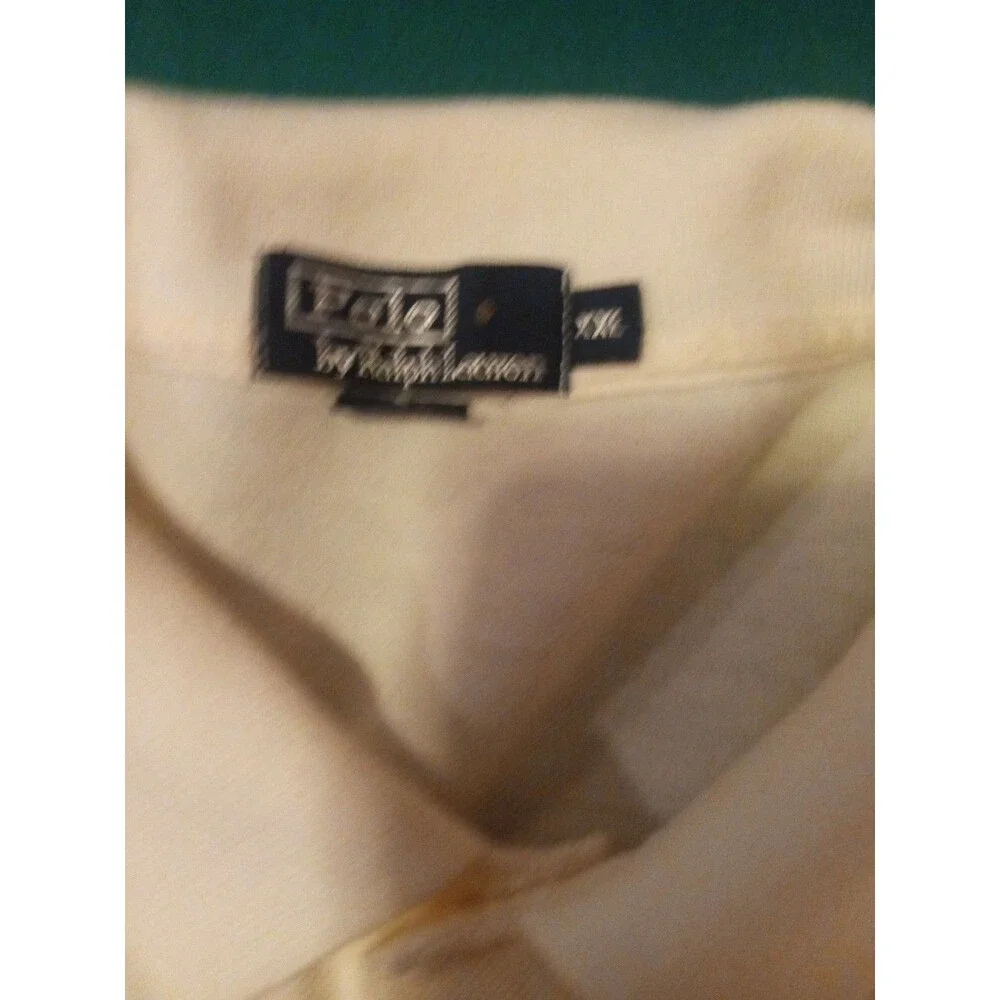 Polo Ralph Lauren Mens Shirt Cotton 2XL White w/ Blue Logo